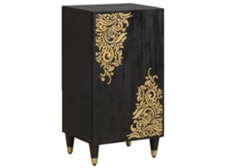Vidaxl Buffet Com Porta Preto 40 X 33 X 75 Cm Madeira De Manga Maciça