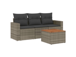 Conjunto de 4 Sofás de Jardim com Almofadões Vime Pe Cinzento MAISON EXCLUSIVE (4 pcs)