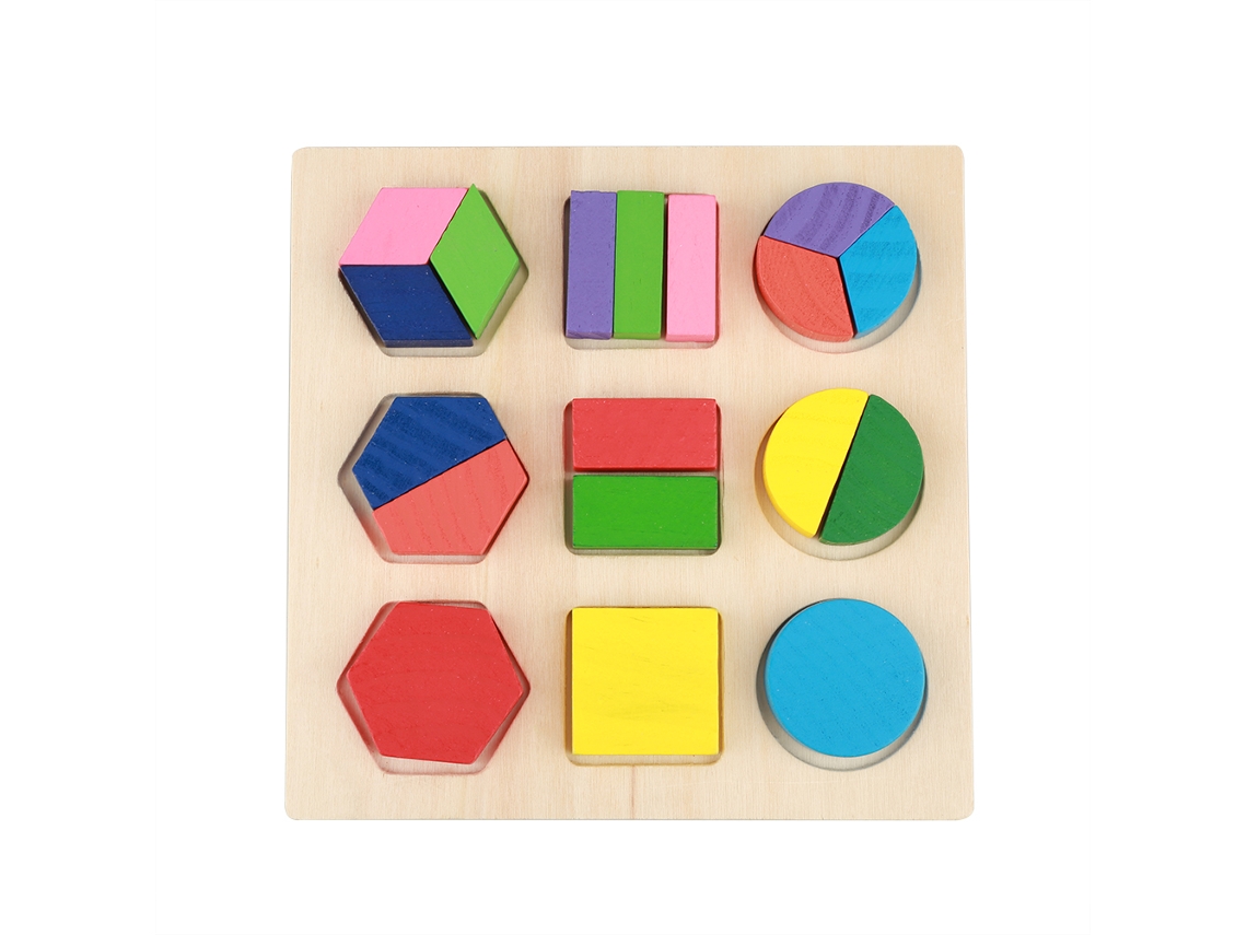Conjunto De Brinquedo Educativo Em Madeira Blocos Geométricos Quebra-cabeça Aprendizagem Infantil Precoce (3)