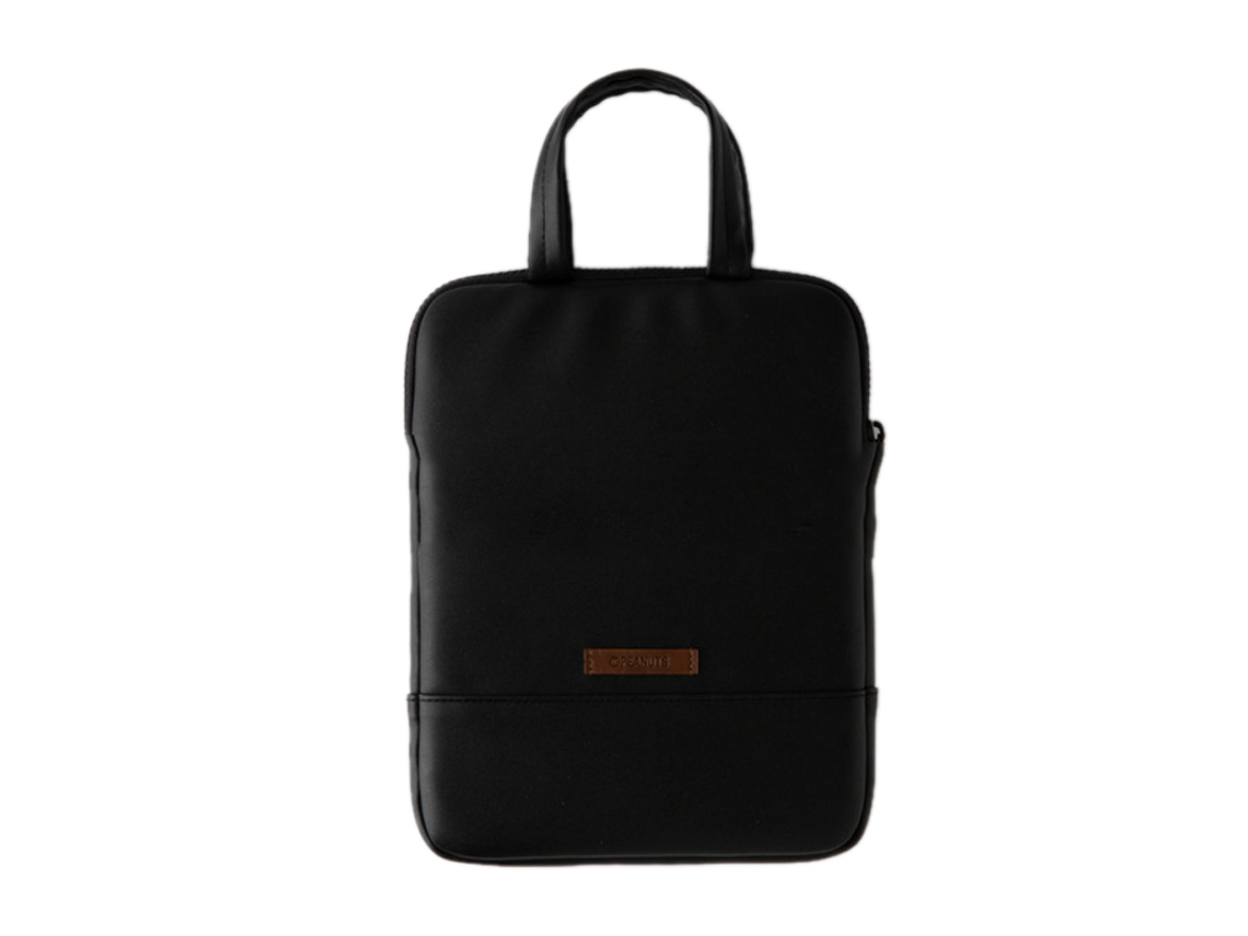 Raum-bolsa Para Notebook E Tablet Com Padrões De Letras Cute Impermeável Resistente A Impactos De Couro Pu 11 Polegadas Preta