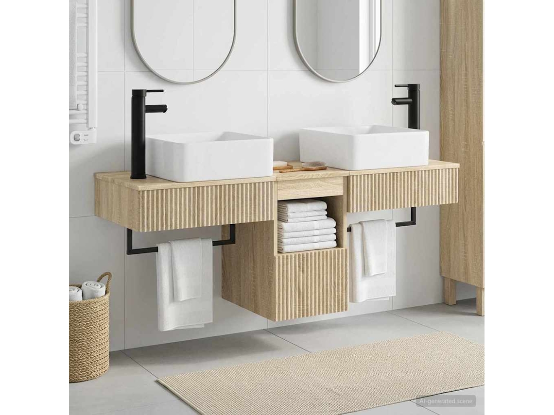 Vidaxl Conjunto De Armários Para Banheiro 3 Unid. Carvalho Sonoma