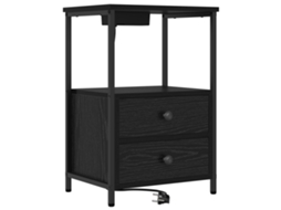Conjunto 1 Armário De Cabeceira Vidaxl Preto Derivados De Madeira (40 X 31 X 60 Cm)
