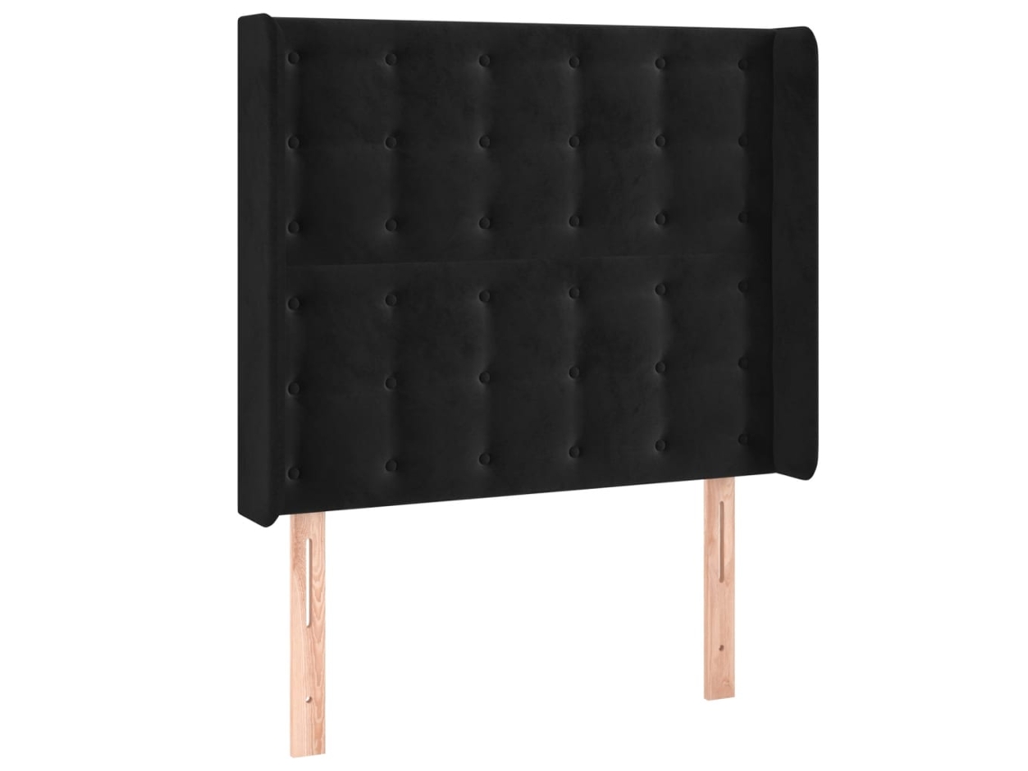 Cabeceira de cama VIDAXL Preto Veludo (103x16x118/128 cm)