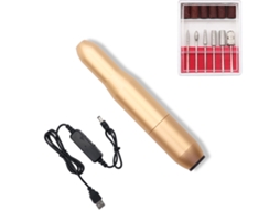Máquina Elétrica De Polir Unhas Portátil Com Usb, Lixadeira De Unhas Com Cabeças De Cerâmica E Metal Dourado