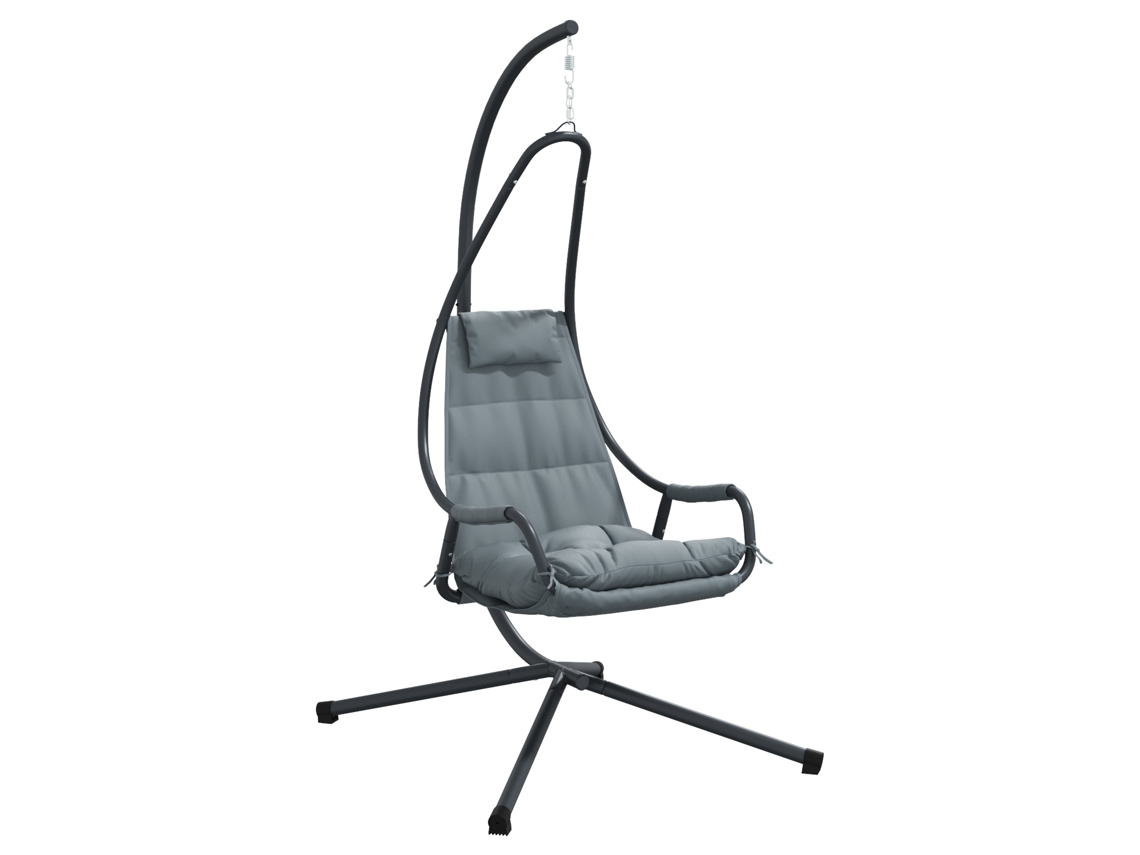 Cadeira Suspensa Com Suporte E Almofada Antracite De Aço Vidaxl Anthracite Metal