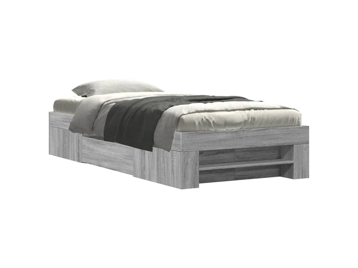 Bed Frame, Bed Frames Vidaxl Cinzeto Madeira Processada (75 X 190 Cm)