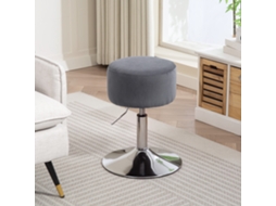 Banco giratório para balcão e cozinha, veludo cinza, ajustável, 52-66cm, rotação 360°