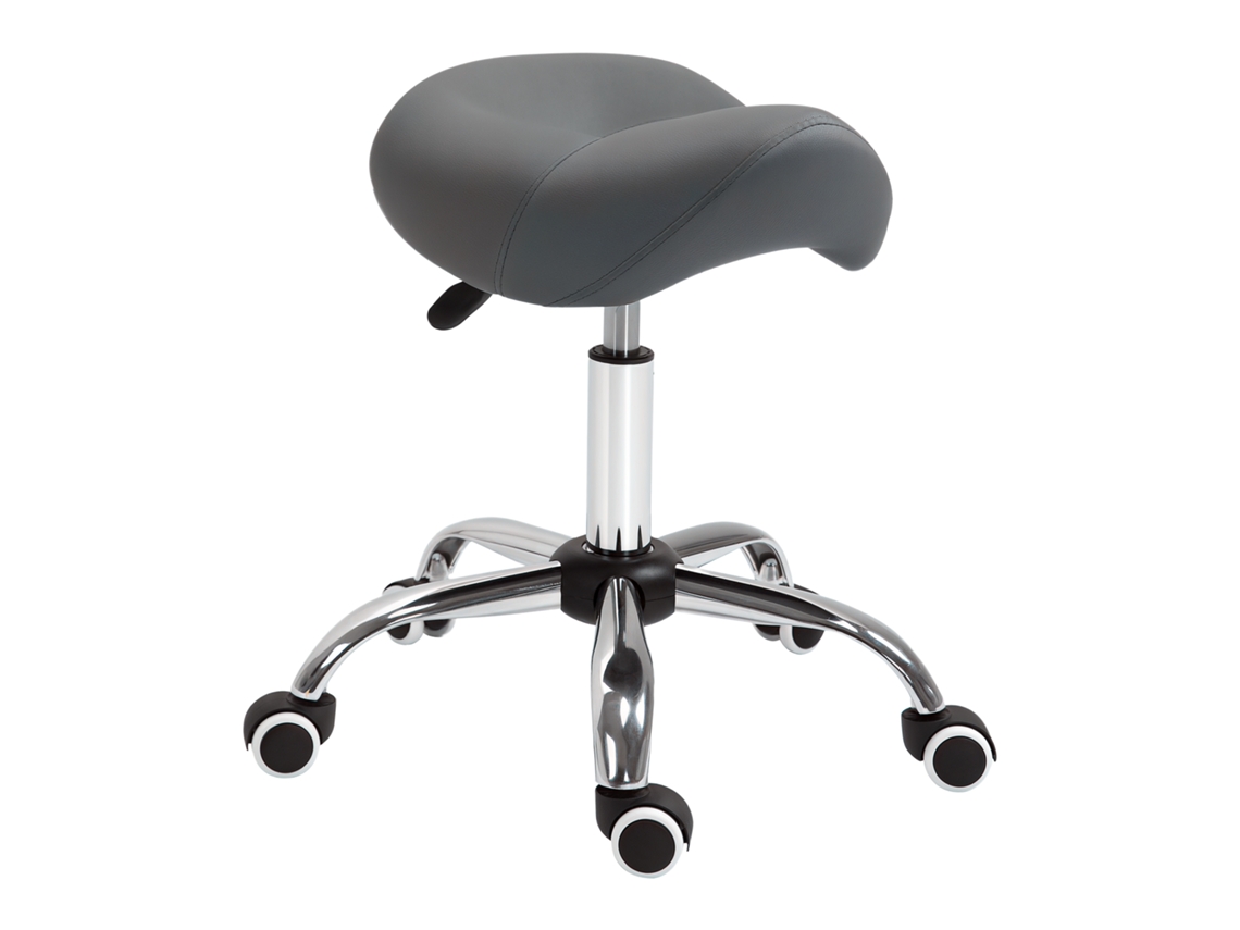 Banco de Trabalho em Forma de Sela com Rodas e Altura Ajustável para Salões de Cabeleireiro e Tatuagem.52x53x49 61cm Cinza BTFORUS
