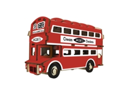 Modelo 3d De Madeira. Ônibus De Dois Andares. 94 Peças. 19x7x11 Cm.