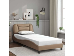 Vidaxl Estrutura De Cama Sem Colchão Hvar 90x200 Cm Couro Artificial Cappuccino