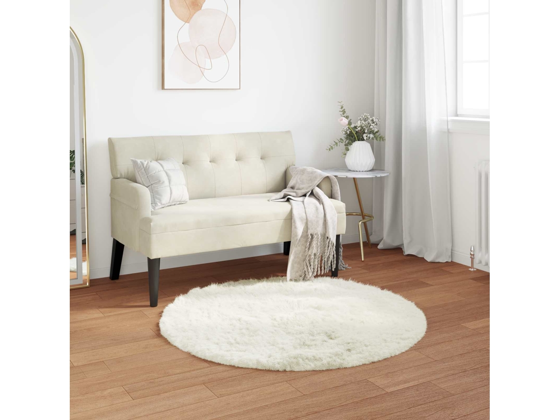 Vidaxl Tapete De De Ovelha Sintética Tafalla Branco Ø 80 Cm Poliéster