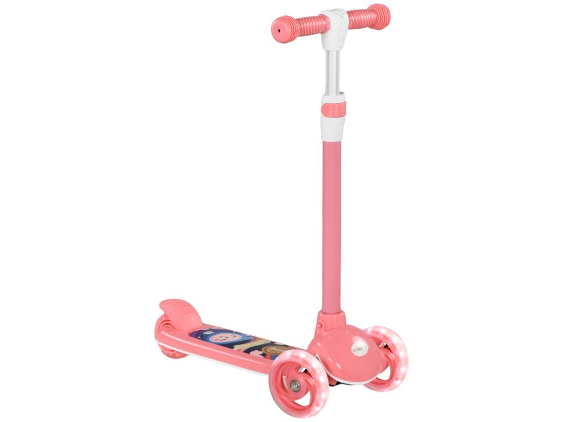 Trotinete para Crianças Trotinete com 3 Rodas Led Altura Ajustável Carga 25 Kg 52x29x63 76 Cm Rosa LAMAISON