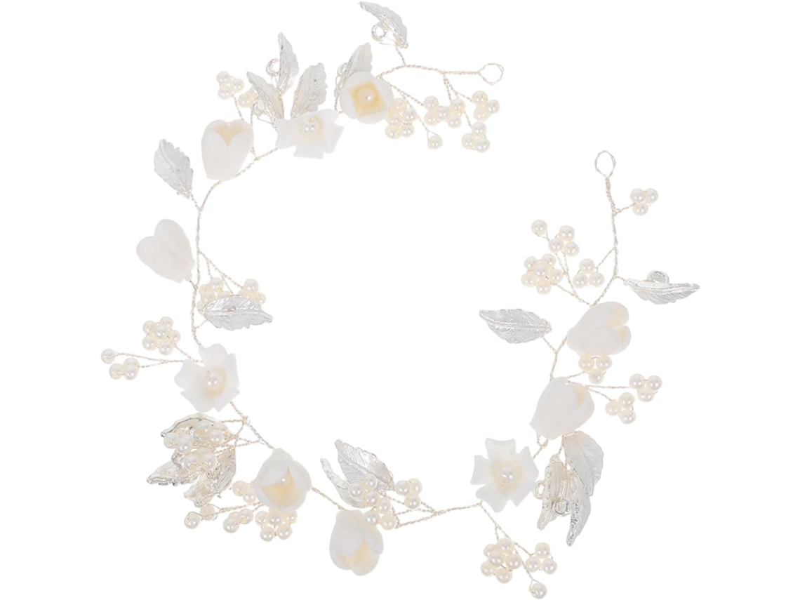 Tiara De Noiva Decorada Com Pérolas E Flores, Ideal Para Cerimônias.
