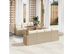 Vidaxl Conjunto De Sofá De Jardim 8 Unid. Bege Rattan Sintético