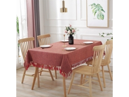 Toalha De Mesa Retangular Com Borlas De Cor Sólida, Toalha De Mesa De Café, Toalha De Mesa De Algodão E Linho, Corredor De Mesa Vermelho