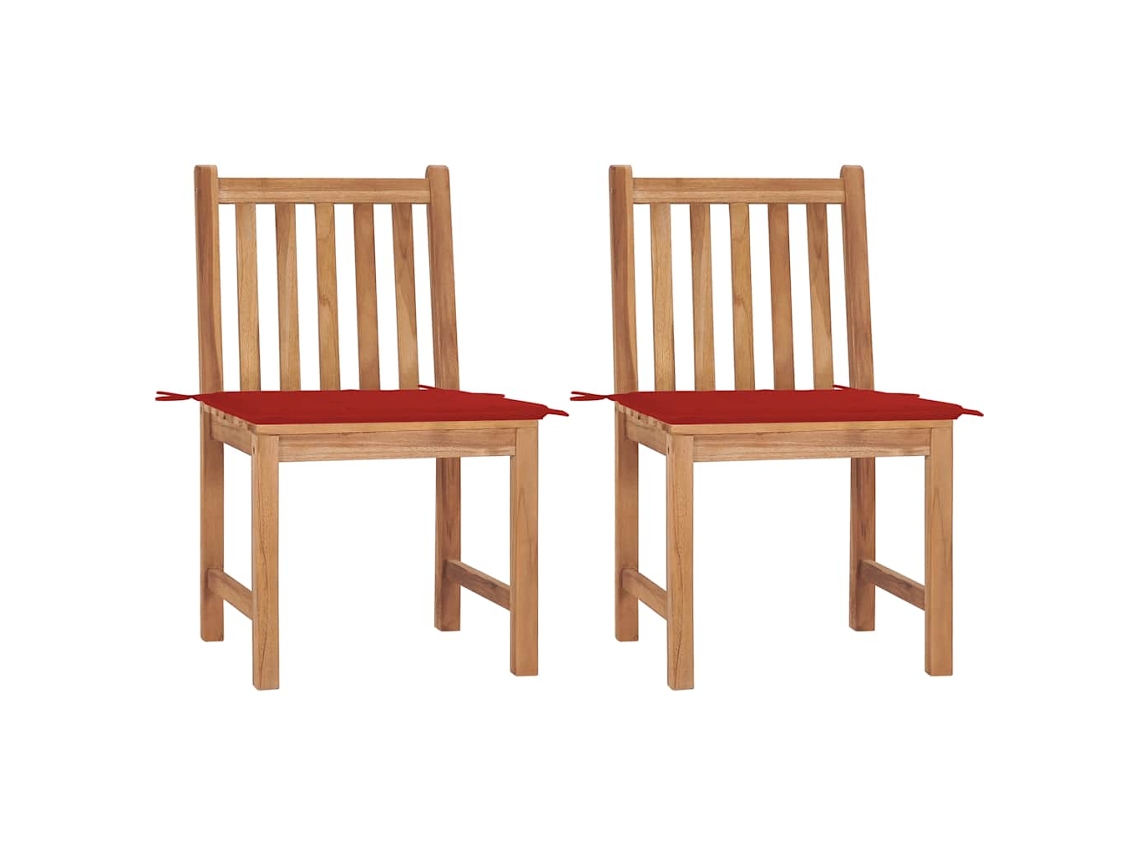 Cadeiras De Jardim C/ Almofadões 2 Pcs Teca Maciça Dkd Home Decor