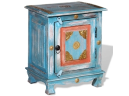 Mesa de Cabeceira Madeira de Mangueira Maciça Azul MAISON EXCLUSIVE