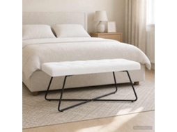 Vidaxl Banco Com Botões Estofados Branco 110 X 40 X 46 Cm Tecido