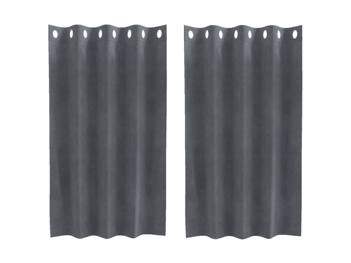 Conjunto 2 Cortinas Opacas Vidaxl Cinzento-claro Veludo (140 X 140 Cm)