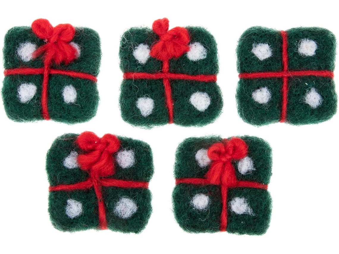 De Presente Com Pingentes Para Pendurar, Feita De Feltro De Lã Vermelho, Para Decoração De Natal, Árvore De Natal E Gokoco