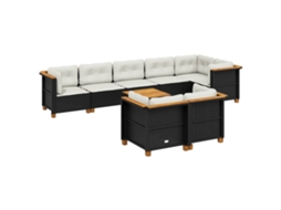 Maison Exclusive - 9 Pcs Conjunto De Sofás P/ Jardim C/ Almofadões Vime Pe Preto