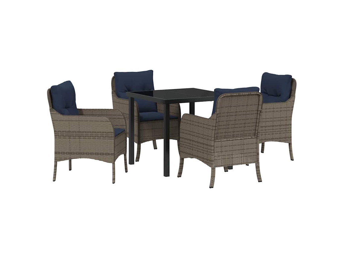 Conjunto de Jantar para Jardim 5 Pcs Cinzeto Vime Pe MAISON EXCLUSIVE