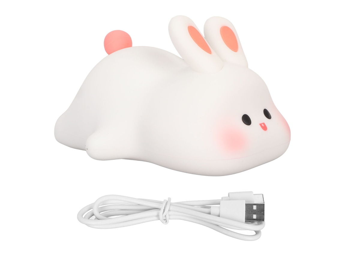 2026 lâmpada Noturna Coelho Kawaii de Silicone Macio Portátil Usb Recarregável para Bebês e Crianças