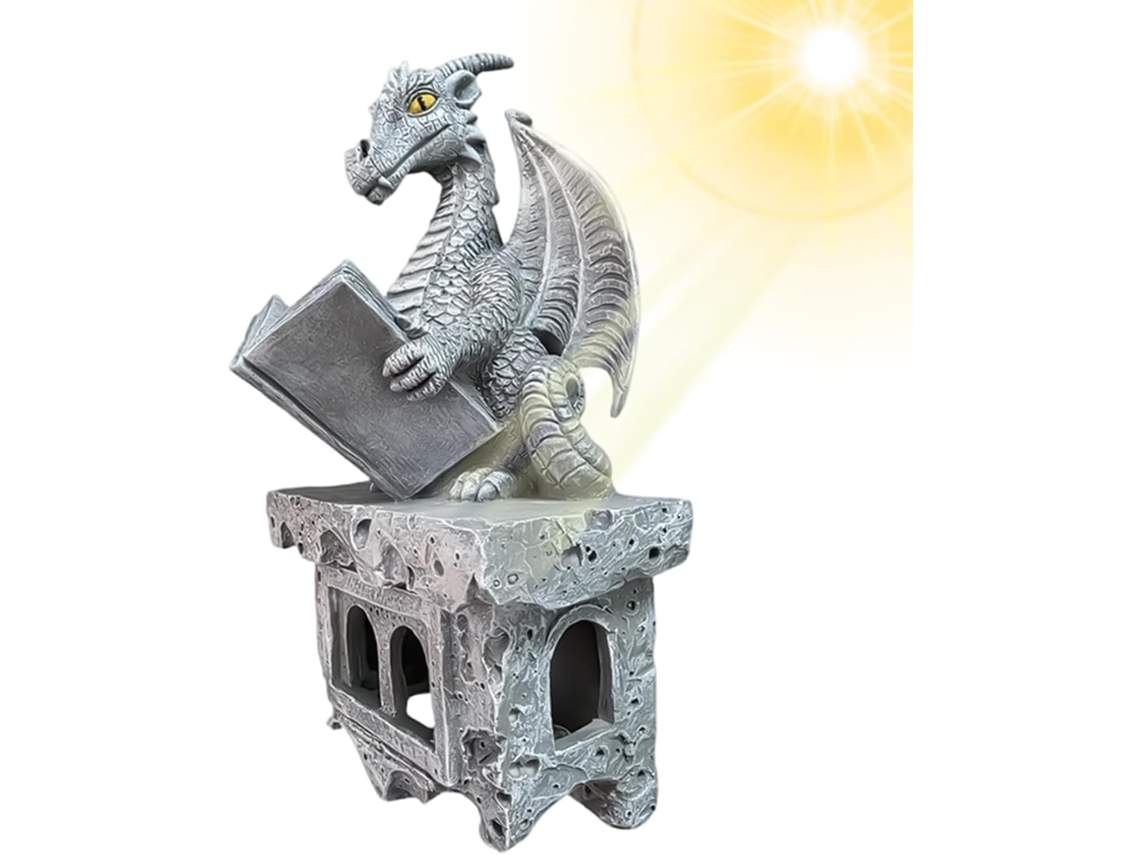 Estatueta de Dragão Genérica com Lâmpada Solar Estátua de Dragão com Iluminação Solar, para Terraço, Jardim, Gramado, CHABERLU