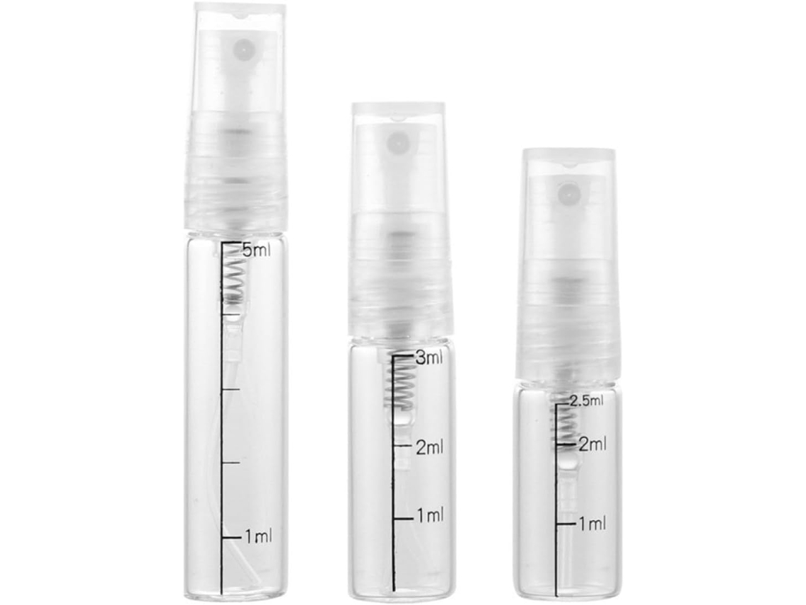 Conjunto De 10 Frascos De Vidro Com Spray E Escala