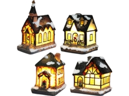 Omni pacote de Aldeia Natalina com Decoração Elétrica, Edifício Iluminado, Funciona com Pilhas