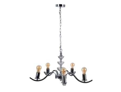 Candeeiro de Teto BIGBUY HOME 63,5 x 60,5 x 91 cm Cristal Metal Prata