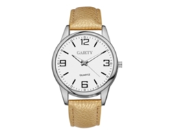 Reloj De Mujer Gaiety Casual Simple Dial Redondo Correa Pu Quartz Analógico Oro