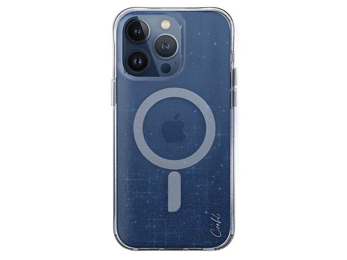 Capa para iPhone 15 Pro Max UNIQ Pele Sintética Magnética Azul