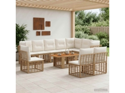 Vidaxl Conjunto De Sofá De Jardim 11 Unid. Natural E Branco Creme
