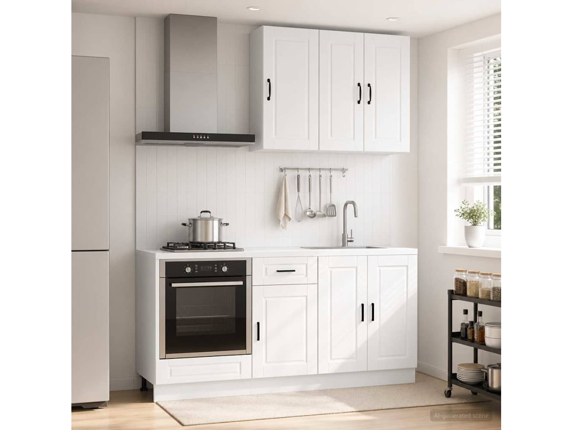 Vidaxl Unidade De Cozinha Porto 5 Unid. Branco Brilhante