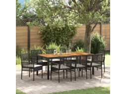 Vidaxl Conjunto De Jantar Para Jardim 9 Unid. Preto Vime Pe