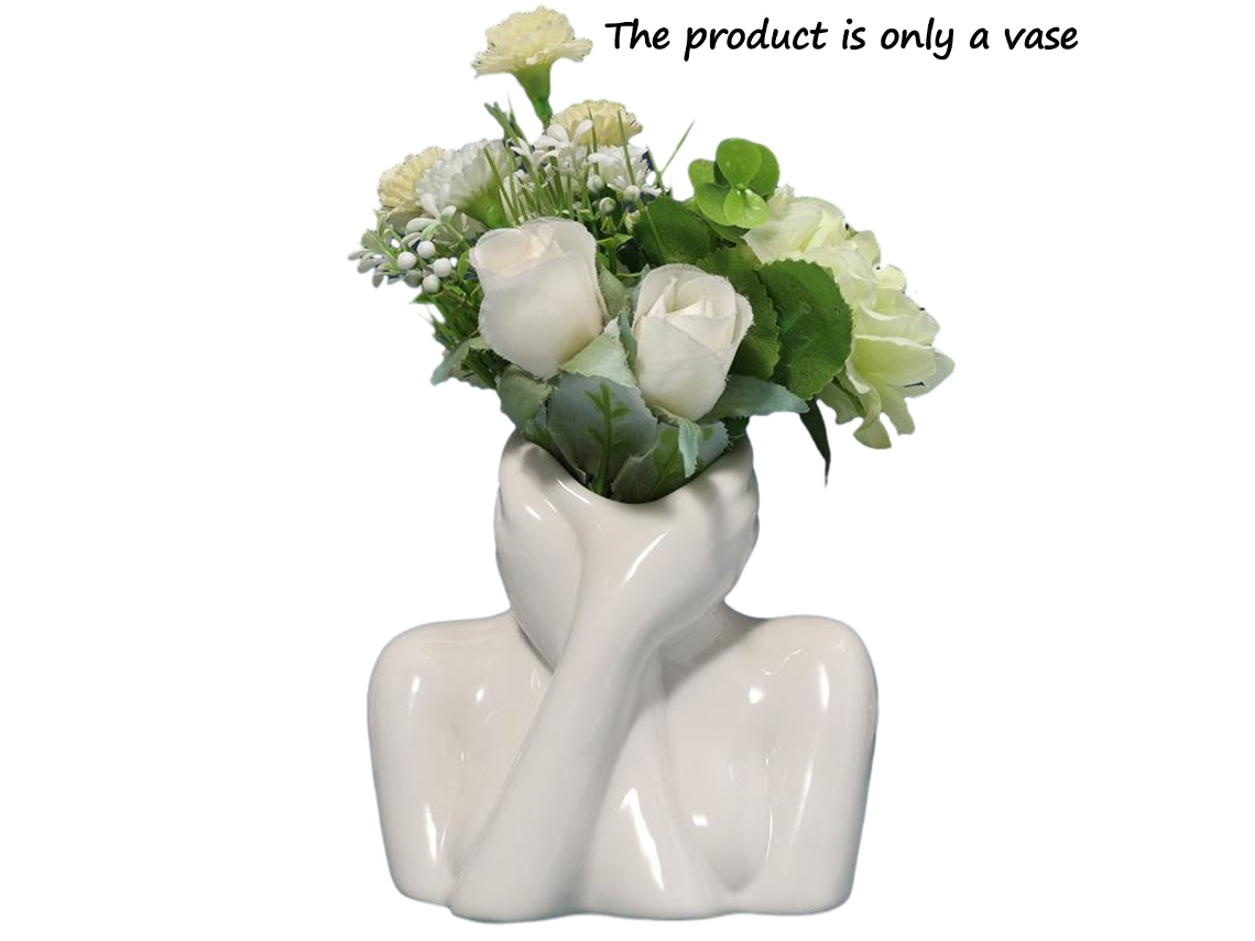 Vaso Decorativo de Cerâmica Branco Decoração Moderna Boêmia para Sala e Escritório NEVEANCE