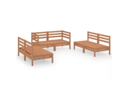 Conjunto Lounge de Jardim 6 Pcs Pinho Maciço Castanho Mel MAISON EXCLUSIVE