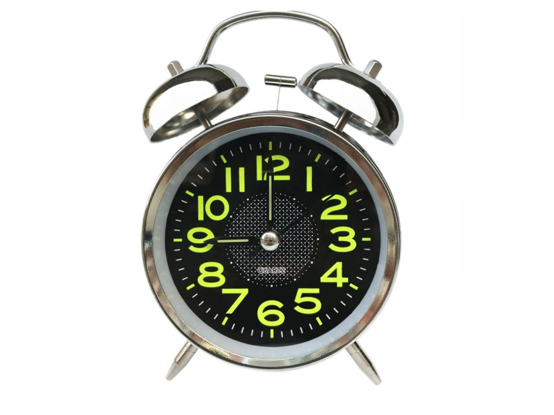 Reloj Despertador De Campana Doble 4 Pulgadas Con Luz Nocturna Y Batería Para Dormitorio