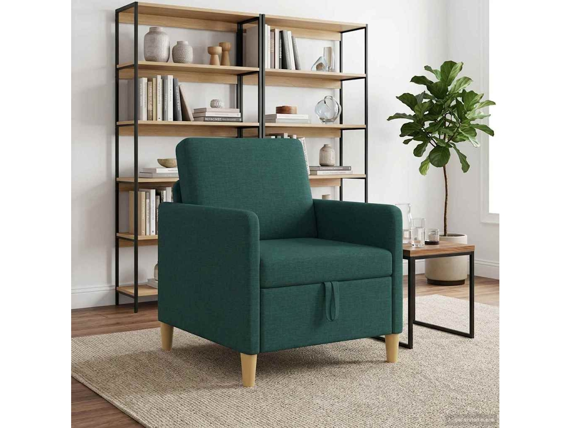 Vidaxl Sofa Com Armazenamento Verde-escuro 72 X 78 X 87 Cm Poliéster
