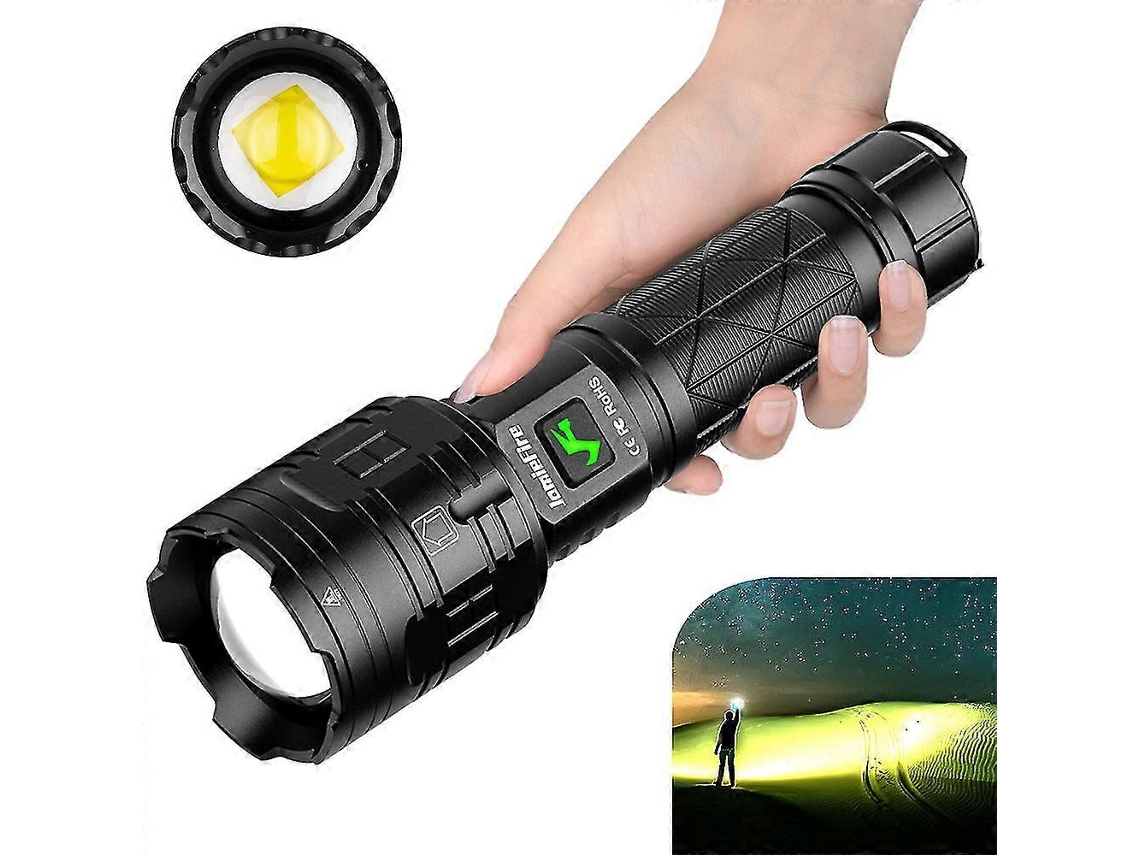 Lanterna Led Potente, Recarregável Por Usb, Com Zoom, Para Acampamento, Portátil Olysi Shop