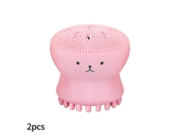 Conjunto de 2 Escovas Limpeza Facial Silicone em Formato Polvo, Massageadoras e Esfoliantes Faciais. GOKOCO