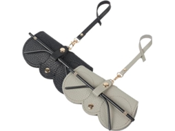 Bolsa para Óculos de Sol Fina e Portátil em Pele Genuína Cores: Preto Cinzento 2Pcs TRANTECH