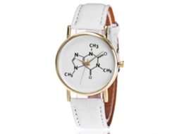 Relógio de Pulso Feminino de Quartzo com Pulseira Pu Casual Presente Branco Simples