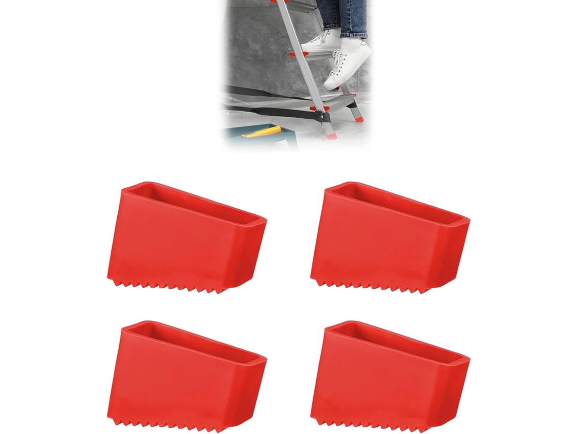 Conjunto 4 Tampas Para Pés De Escada - Protetores De Escada - Bases Antiderrapantes - Ajuste Universal - Tpr - Vermelho