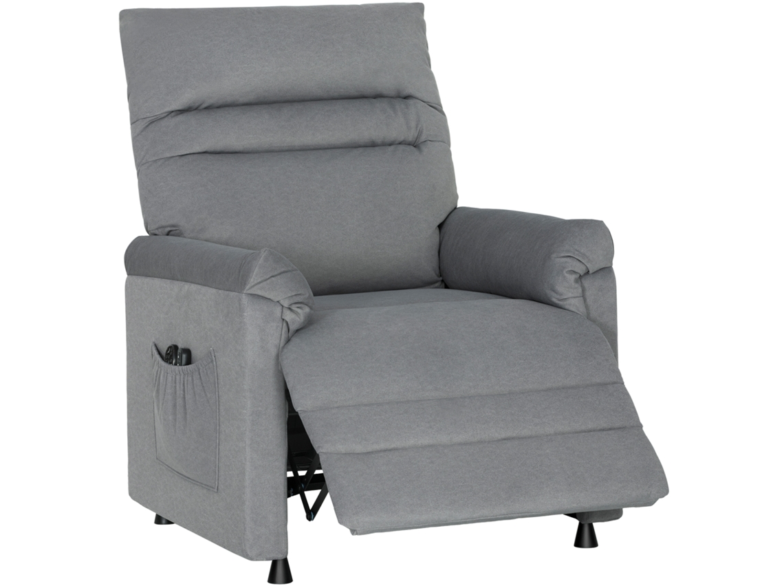 Poltrona Relax Com Aquecimento Lombar E Massagem Por Vibração Reclinável Função De Memória 82x99x106 Cm Cinzento