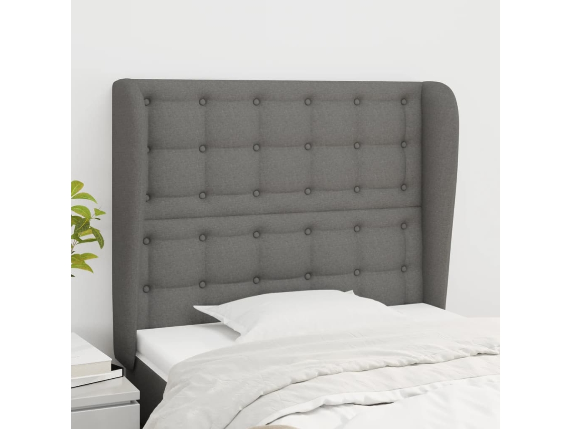 Cabeceira Cama C/ Abas Tecido 83x23x118/128 Cm Cinzento-escuro