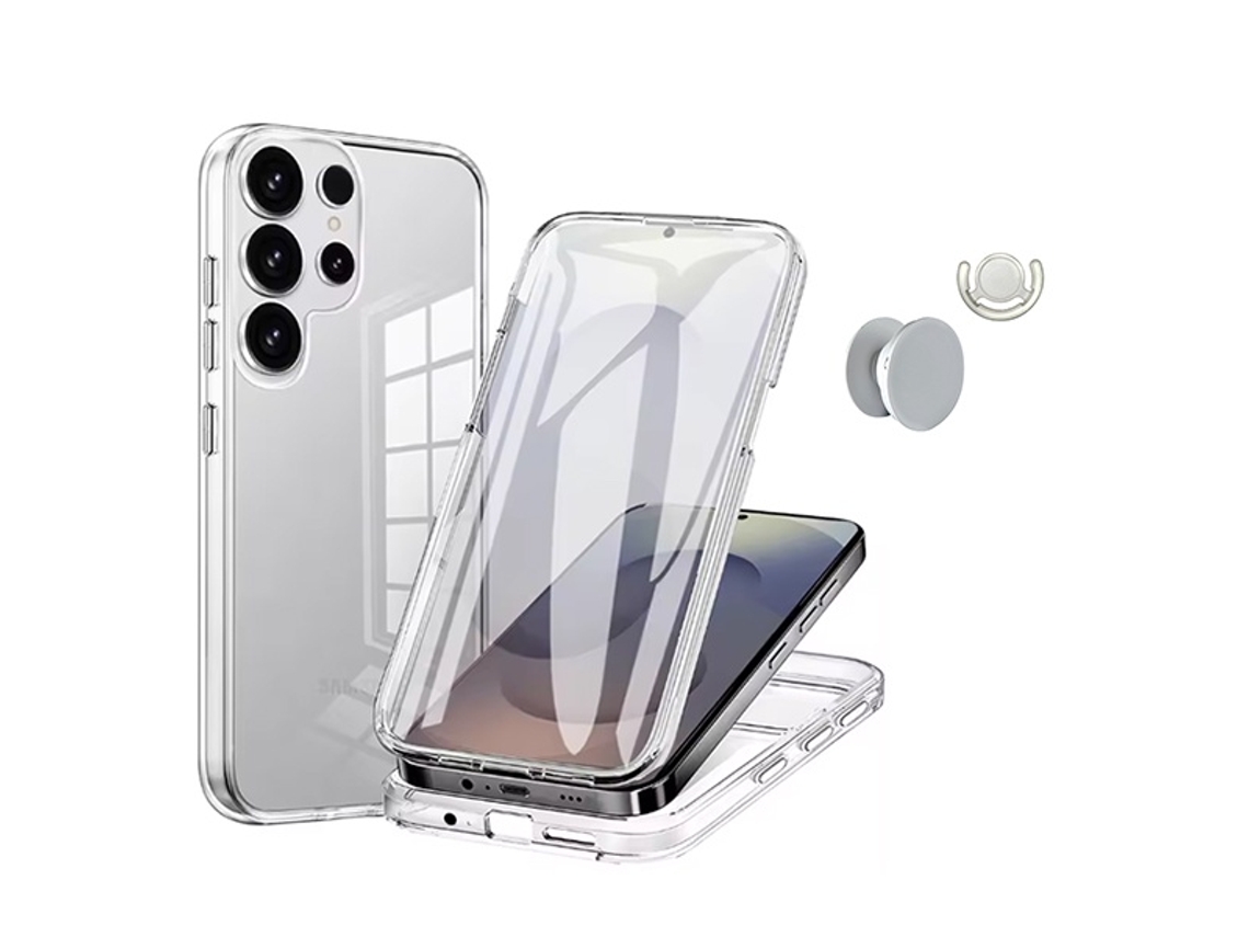 Kit Capa 360° Impact Protection 1 Gripholder 1 Suporte Phonecare Para Samsung Galaxy S26 Ultra - Transparente/branco