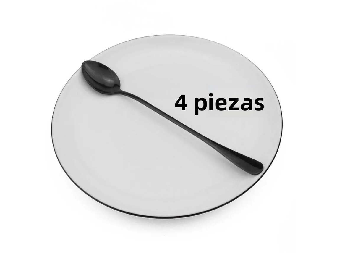 Colheres Compridas de Aço Inoxidável Coloridas com Cabo, 15 Cm de Comprimento MDUG (4 Pretas)