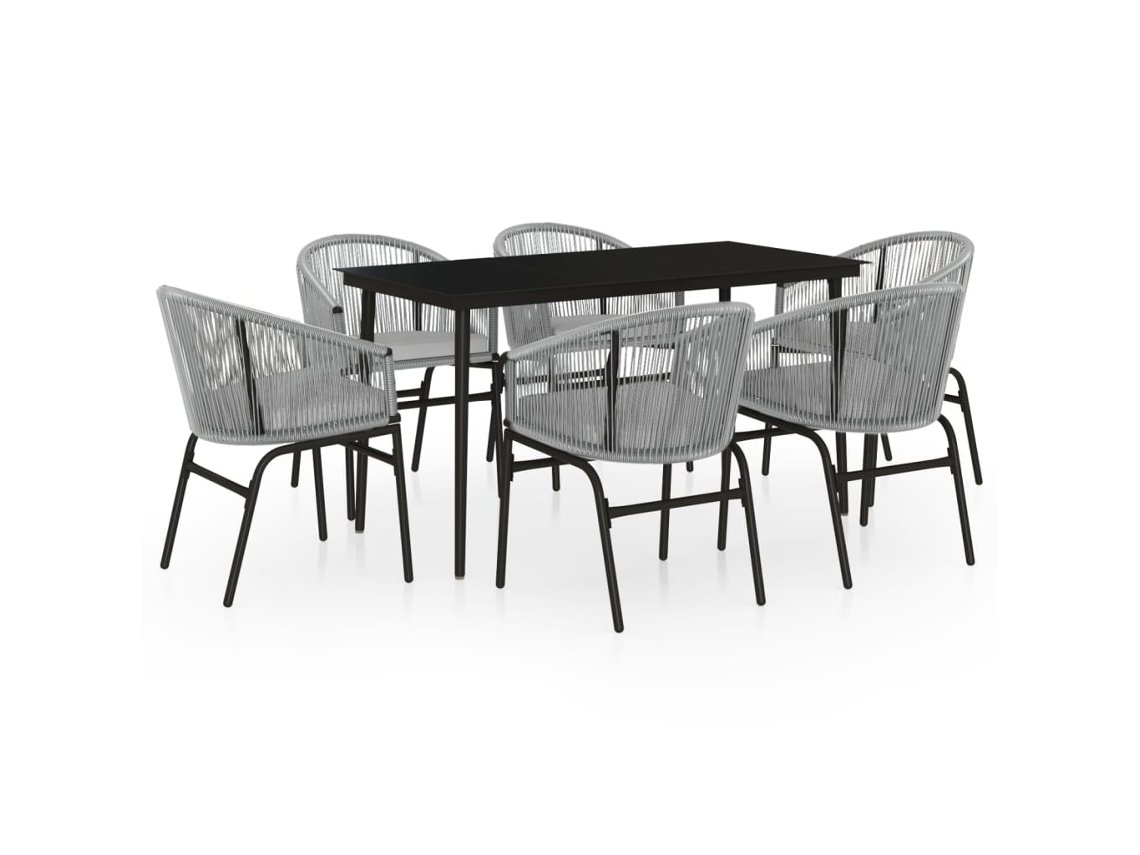 Maison Exclusive - 7 Pcs Conjunto De Jantar Para Jardim Cinzento